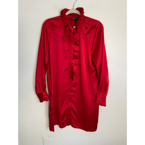 Boho Chic Royal Satin Dress in‎ Red NWT size medium - Picture 1 of 6